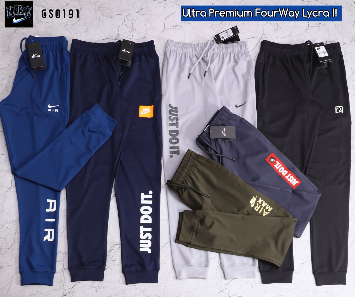 Nike High End Imported UltraSoft Fourway Lycra made for Sports Men’S Tracks With Cuff - 25 Pc