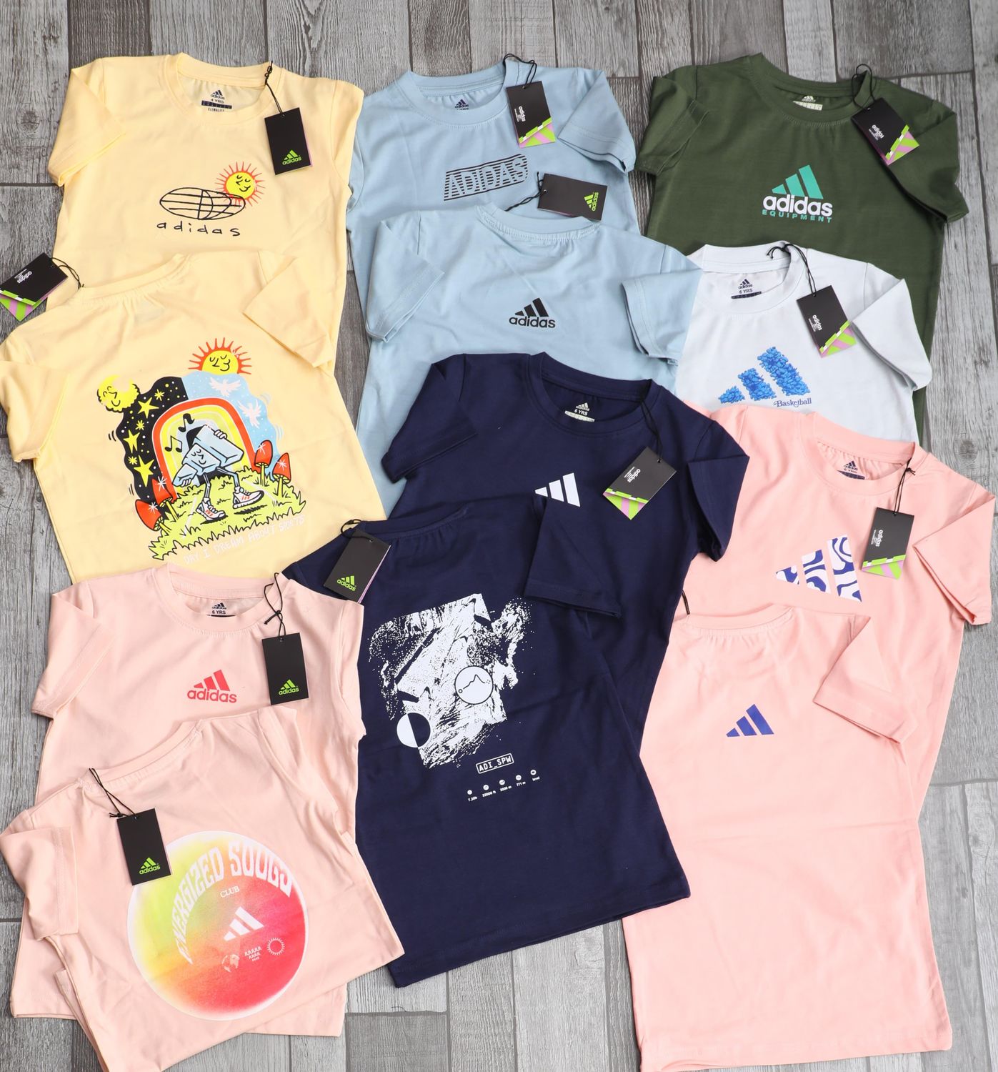 Adidas Premium Quality Cotton Boy&#39;s &amp; Girl&#39;s Crew Neck Half Sleeve Kids T-shirt - 39 Pc