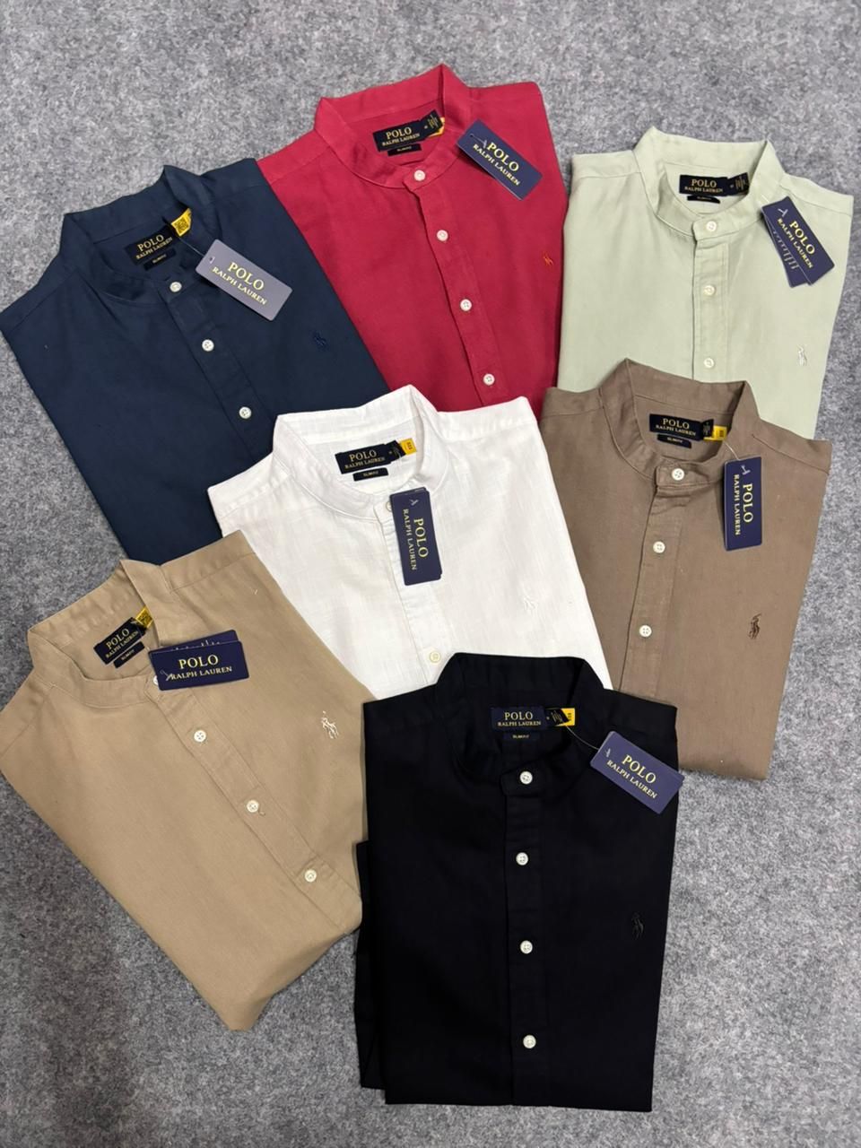 Ralph Lauren Premium Quality Linen Collar Neck Full Sleeve Men's Shirt - 55 Pc