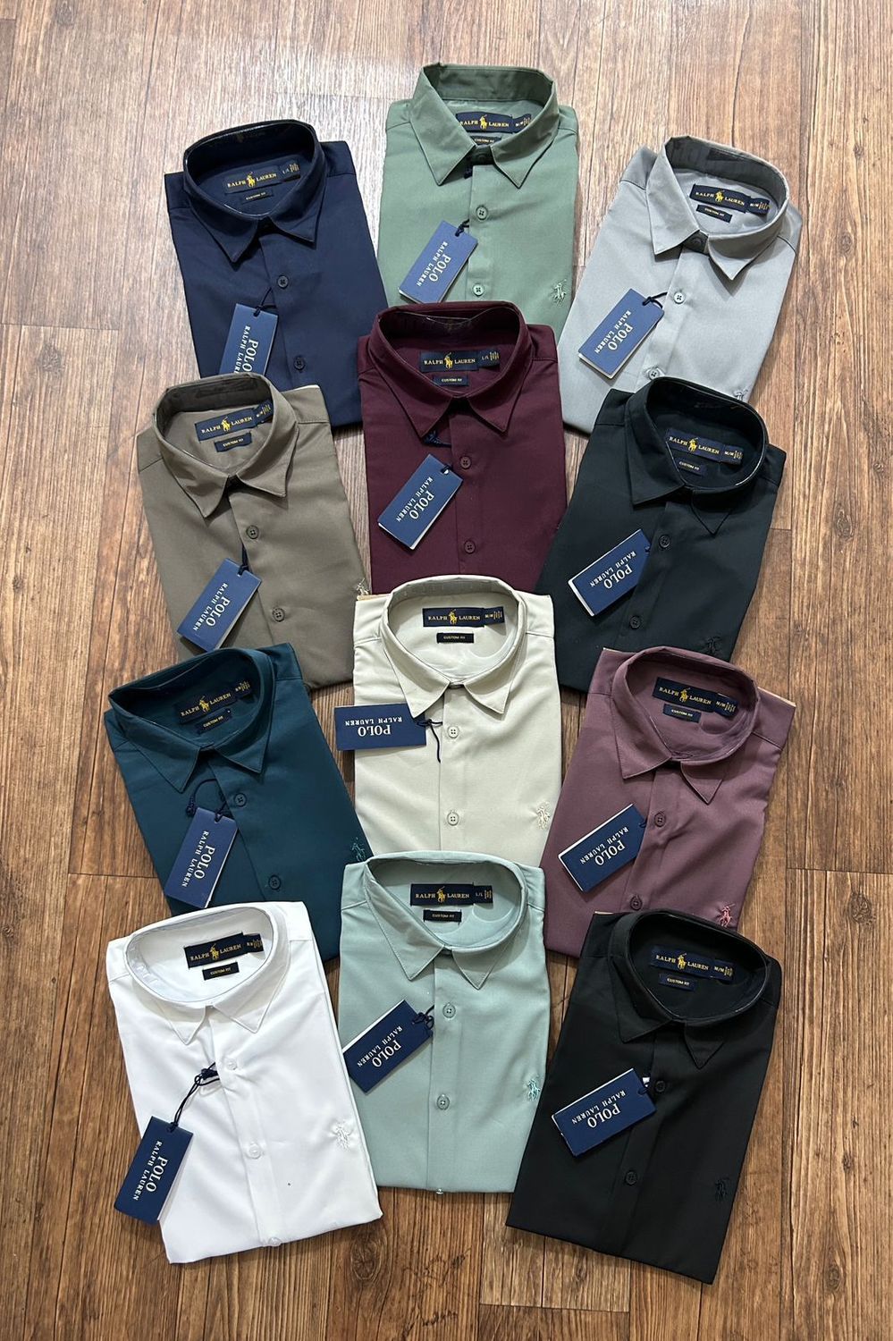 Ralph Lauren  Premium Quality stretchableplain Collar Neck Full Sleeve Men's Polo Shirt - 74 Pc