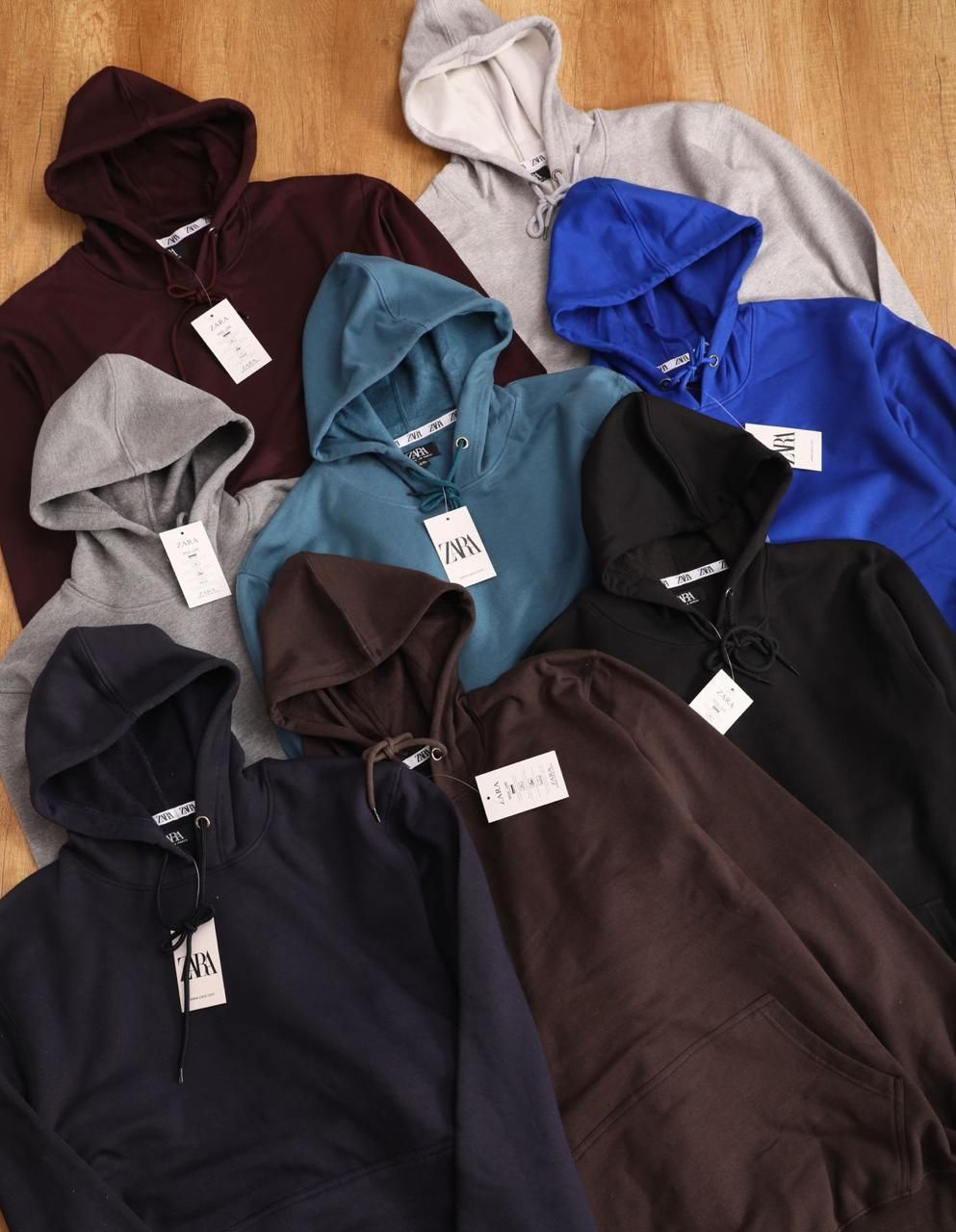 Zara Premium Quality (Big Size) Cotton Full Sleeve Men's Pullover Hoodies - 52 Pc