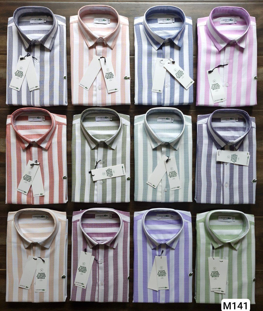 Men's Branded Premium Quality Imported Linen Stripes Collar Neck Full Sleeve Men's Shirt - 48 Pc