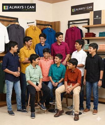 Always I Can Premium Quality Cotton Lenin Collar Neck Full Sleeve Kids &amp; Boy's Casual Shirt - 92 Pc