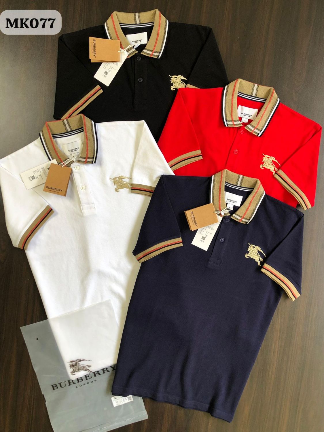 Burberry Premium Quality Cotton Collar Neck Half Sleeve Men's T-shirt - 38 Pc