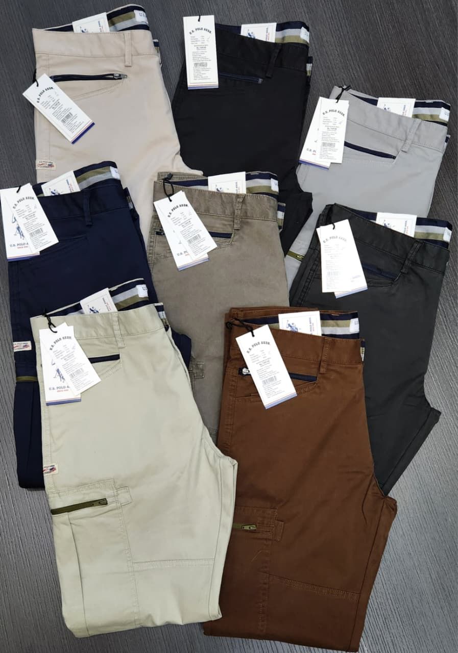 Us Polo Premium Quality Twill Lycra Men's Cargo Pant - 35 Pc