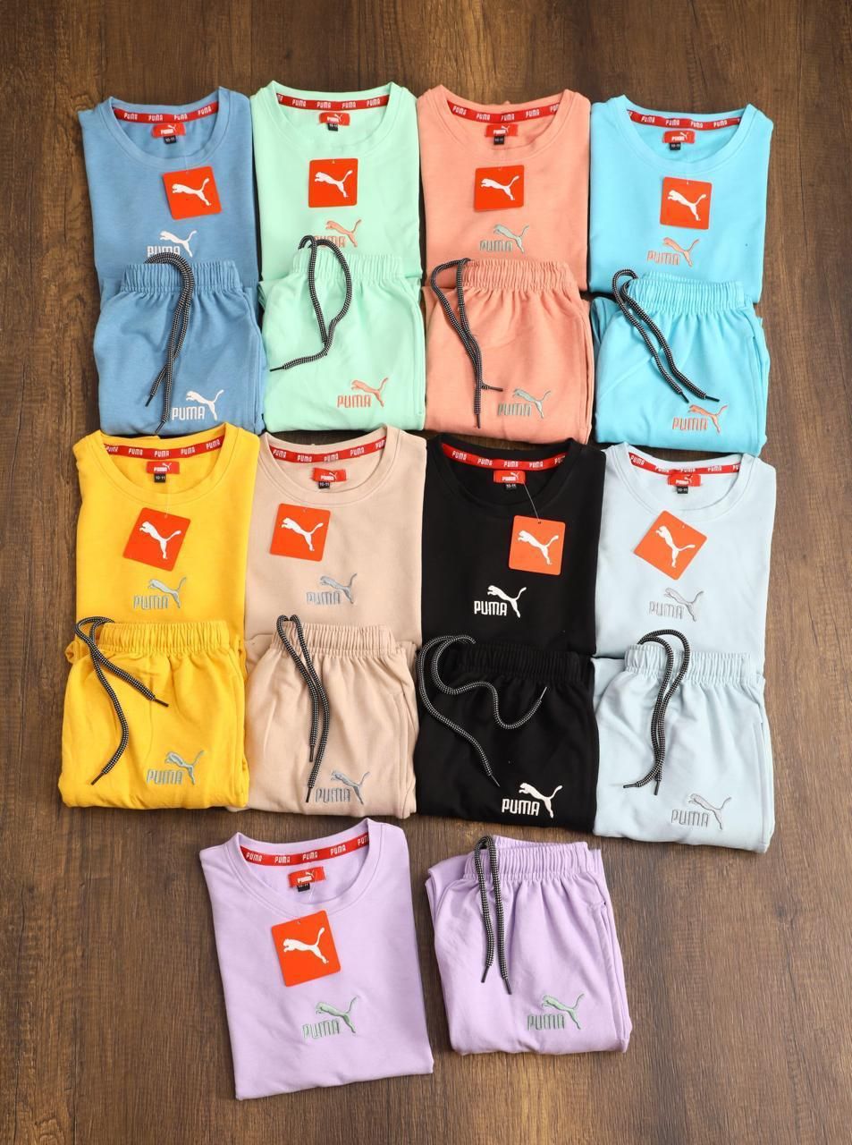 Puma Premium Quality Cotton Lycra Round Neck Half Sleeve &amp; Pant Girls Pajamas Set - 60 Pc