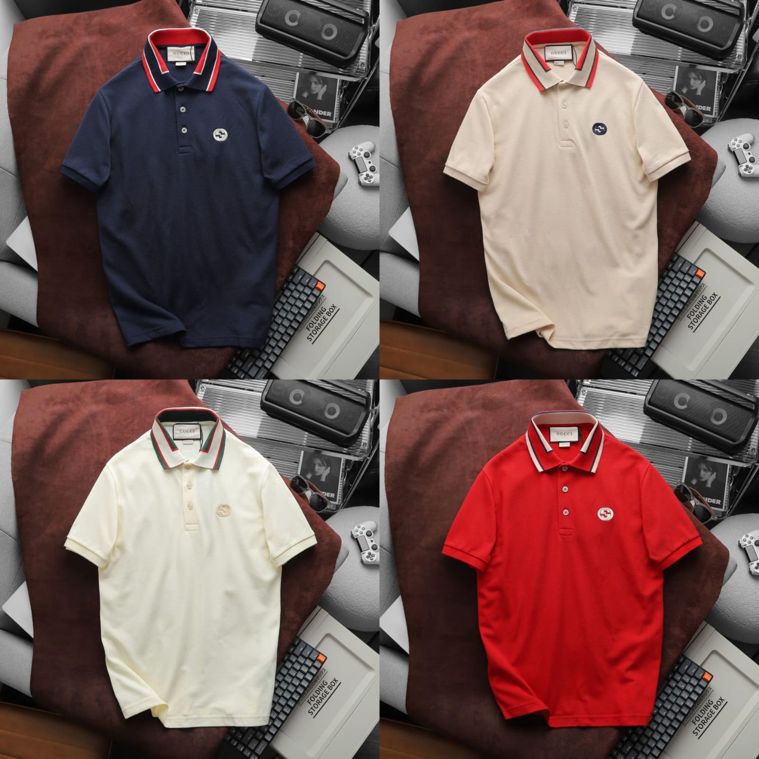 Gucci Premium Quality Cotton Collar Neck Half Sleeve Men's T-shirt - 52 Pc