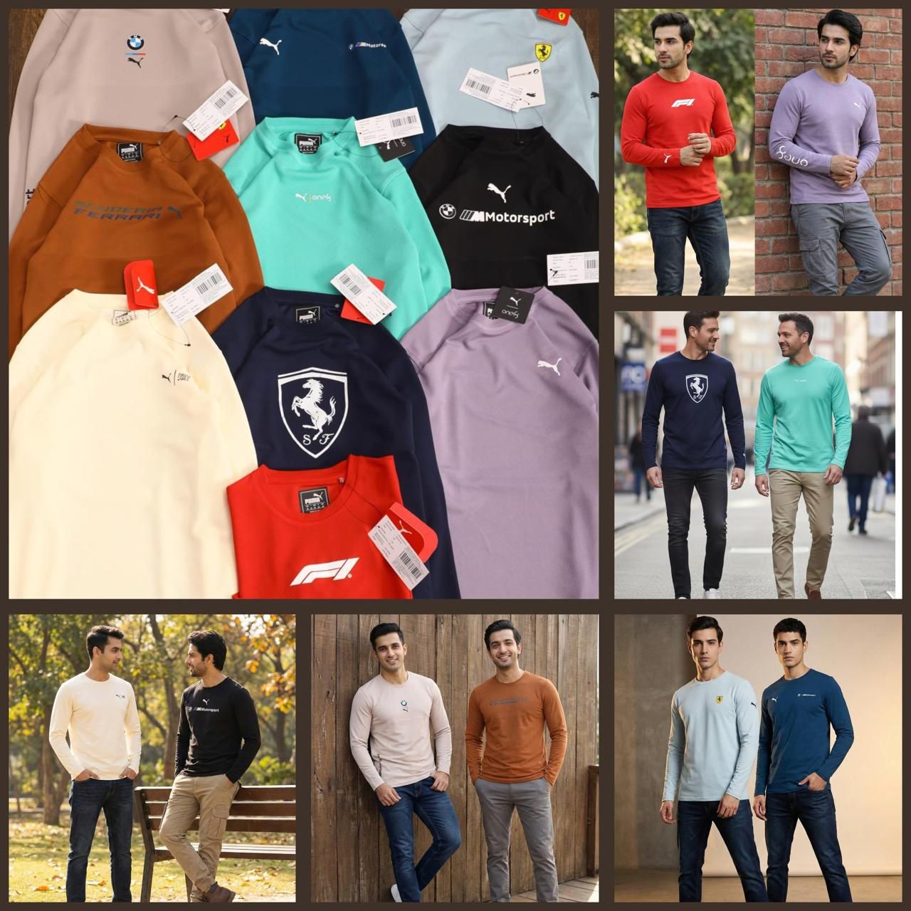 Puma Premium Quality Four Way Lycra Crew Neck Full Sleeve Men's T-shirt - 43 Pc