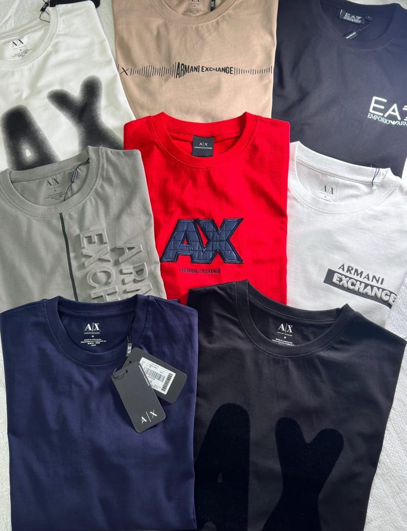 Armani Exchange &amp; EA7 Premium Quality Round Neck Full Sleeve Men's T-shirt - 68 Pc