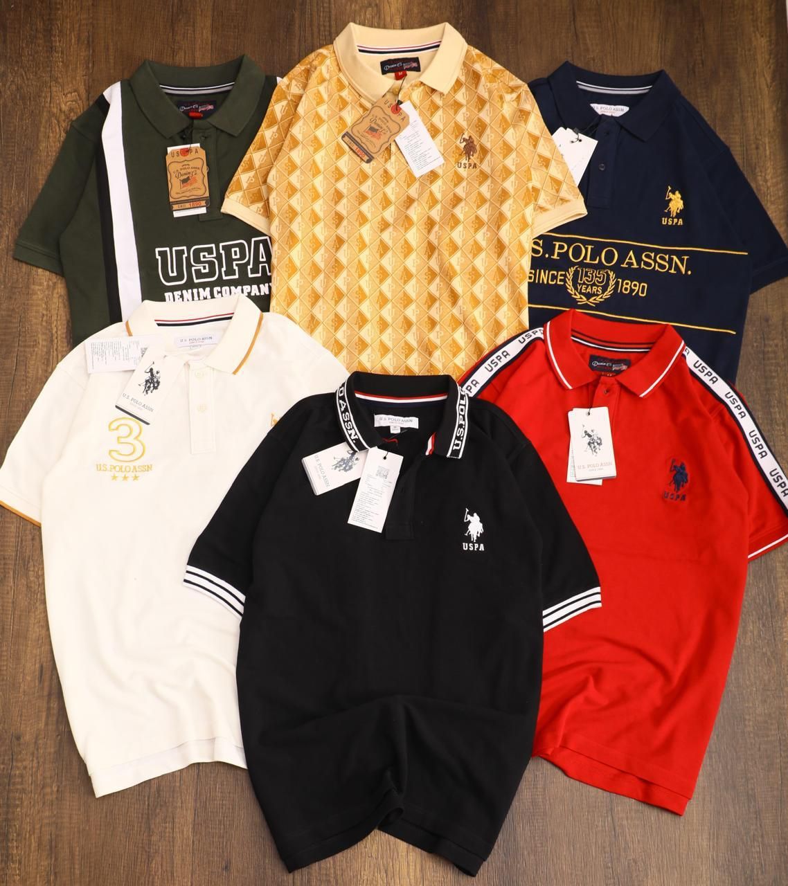 Us Polo Assn. Premium Quality Cotton Collar Neck Half Sleeve Men's T-shirt - 40 Pc