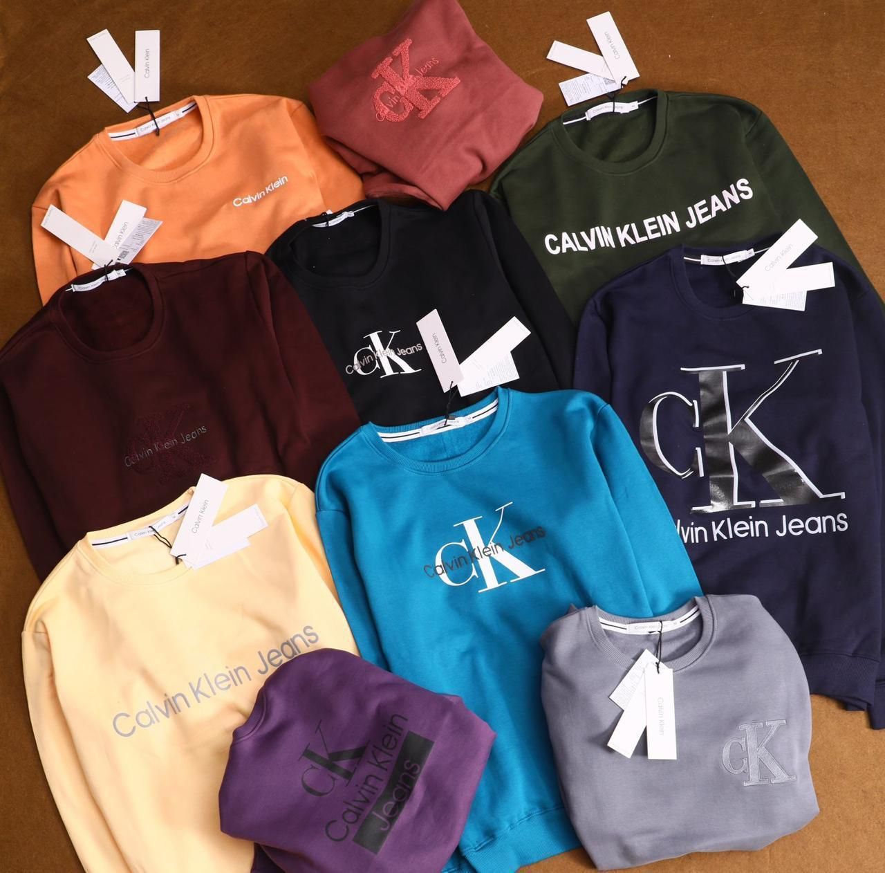 Calvin Klein Premium Quality Cotton Winter Casual Round Neck Full Sleeve Men's Sweatshirt - 43 Pc
