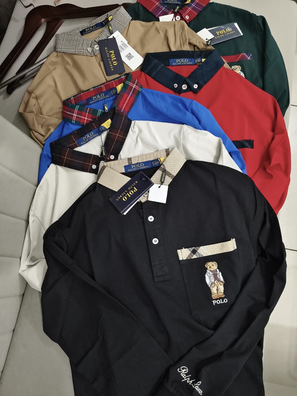 Ralph Lauren Premium Quality Cotton Collar Neck Full Sleeve Men's T-shirt - 48 Pc