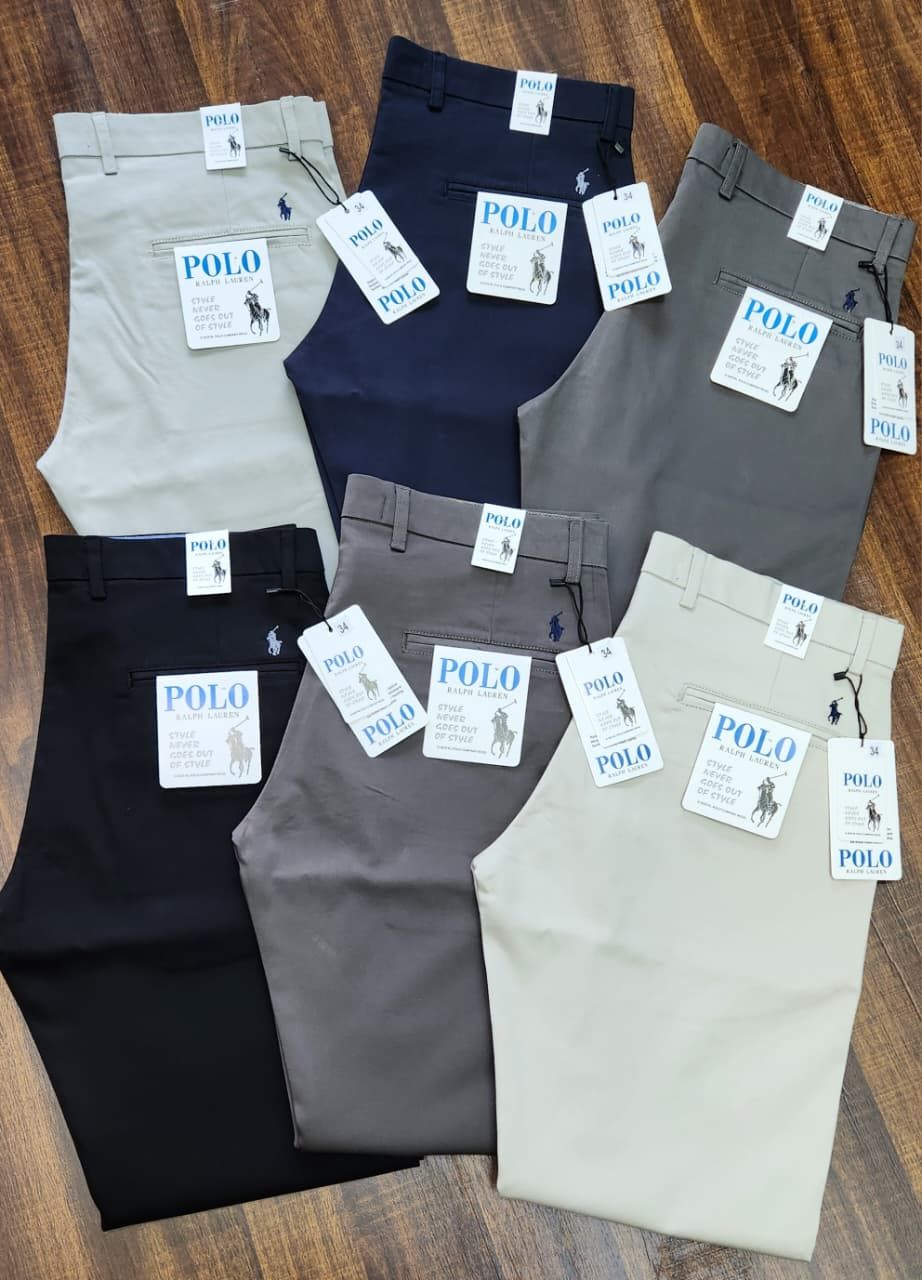 Ralph Lauren Premium Quality Dobby Lycra Full Lenght Men's Chinos - 48 Pc