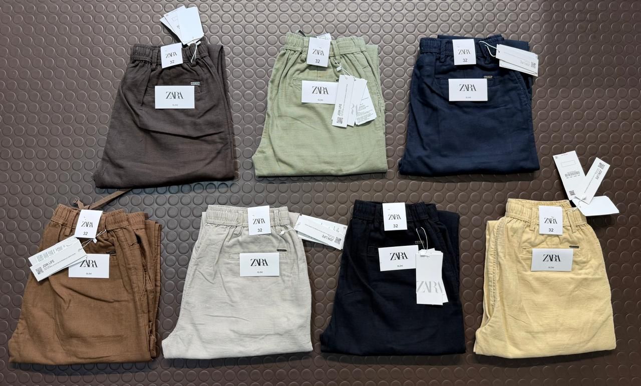 Zara Premium Quality Cotton Lenin Dobby Comfort Fit Men's Trousers - 60 Pc