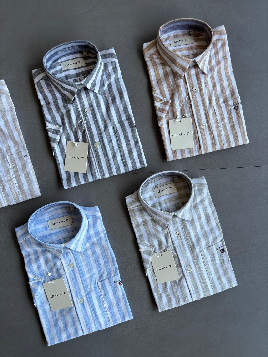 Gant Premium Quality Linen Stripes Half Sleeve With Pocket Men's Shirt - 42 Pc