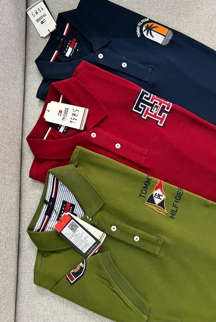 ​Tommy Premium Quality Cotton Collar Neck Half Sleeve Men's T-shirt - 53 Pc