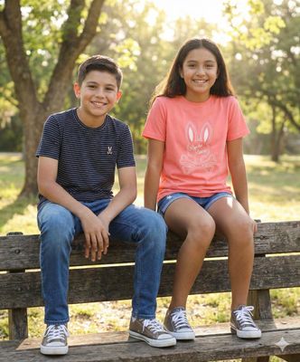 Psycho Bunny Premium Quality Cotton Lycra Round Neck Half Sleeve Kids Boy's &amp; Gir's T-shirt - 80 Pc