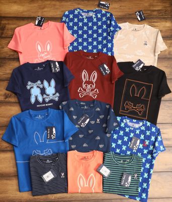 Psycho Bunny Premium Quality Cotton Lycra Round Neck Half Sleeve Kids Boy's &amp; Gir's T-shirt - 80 Pc