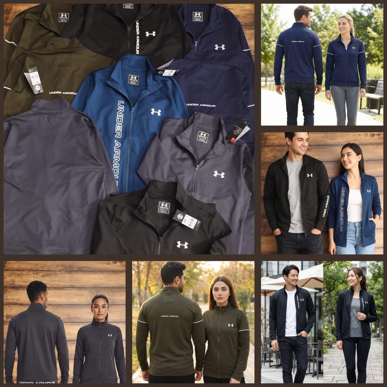 Underarmour Premium Quality Imported Fourway Butter Lycra Collar Neck with Zipper  Full Sleeve Men's Zipper Upper  - 25 Pc