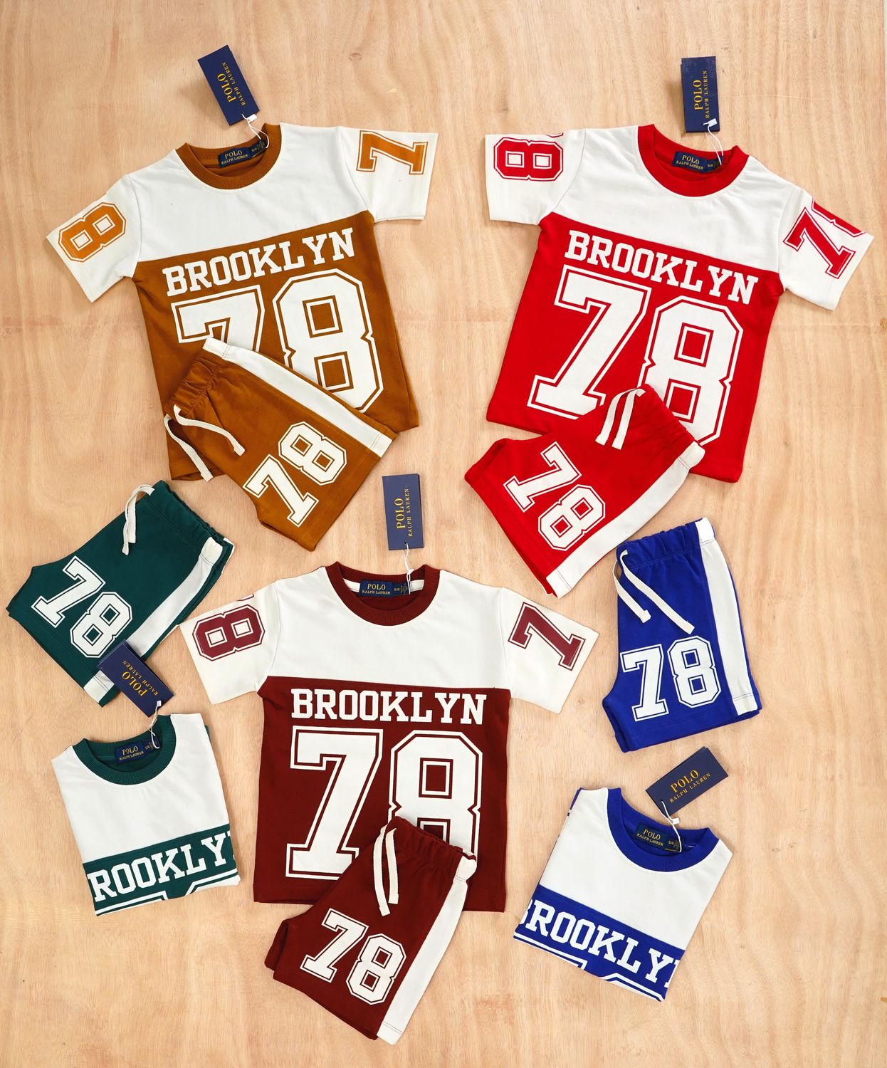 Ralph Lauren Premium Quality Crew Neck Half Sleeve T-Shirt &amp; T-shirt Kids Co-ord Set - 52 Pc