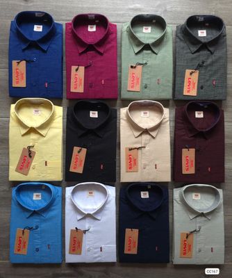Levis Premium Quality Linen Fabric Collar Neck With Pocket Full Sleeve Men's Shirt - 51 Pc