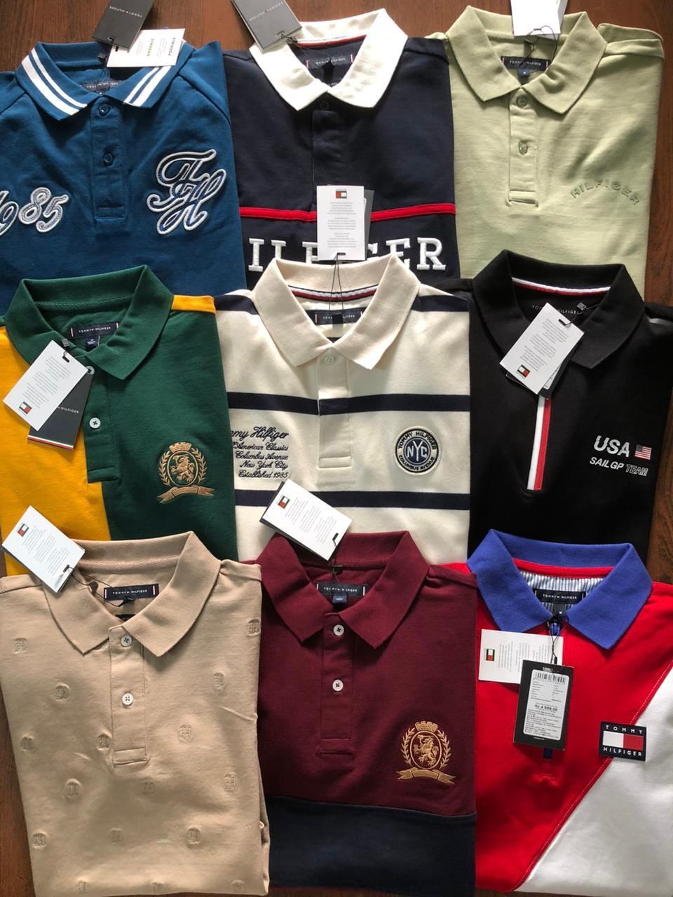 ​Tommy Hilfiger Premium Quality Lycra Collar Neck Half Sleeve Men's T-shirt - 75 Pc