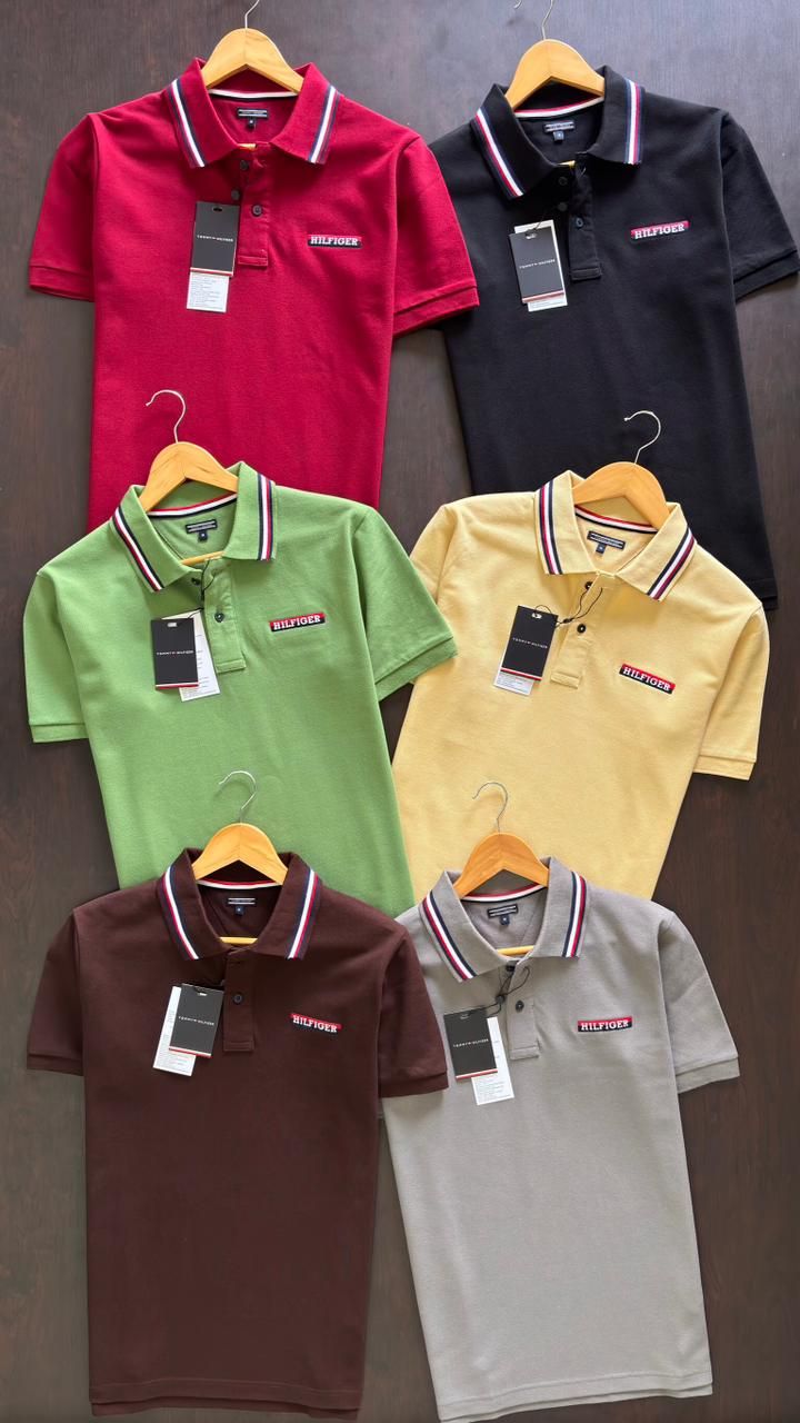 Tommy Hilfiger Premium Quality Cotton Collar Neck Half Sleeve Men's T-shirt - 52 Pc