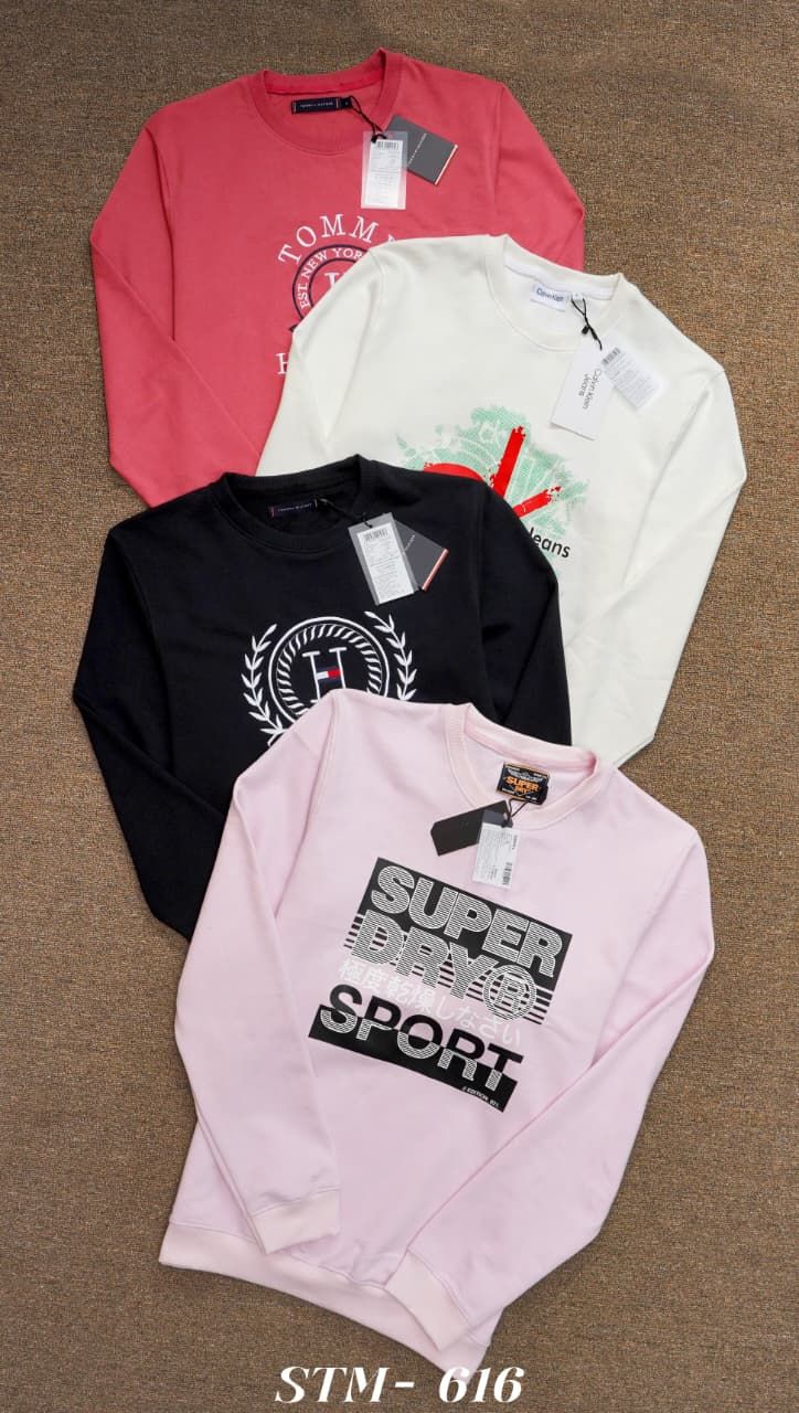 Multy Branded Premium Quality Cotton Round Neck Full Sleeve Men's Sweatshirt - 32 Pc