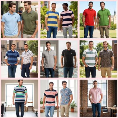 ​Ralph lauren Premium Quality Cotton Collar Neck Half Sleeve Men's T-shirt - 50 Pc