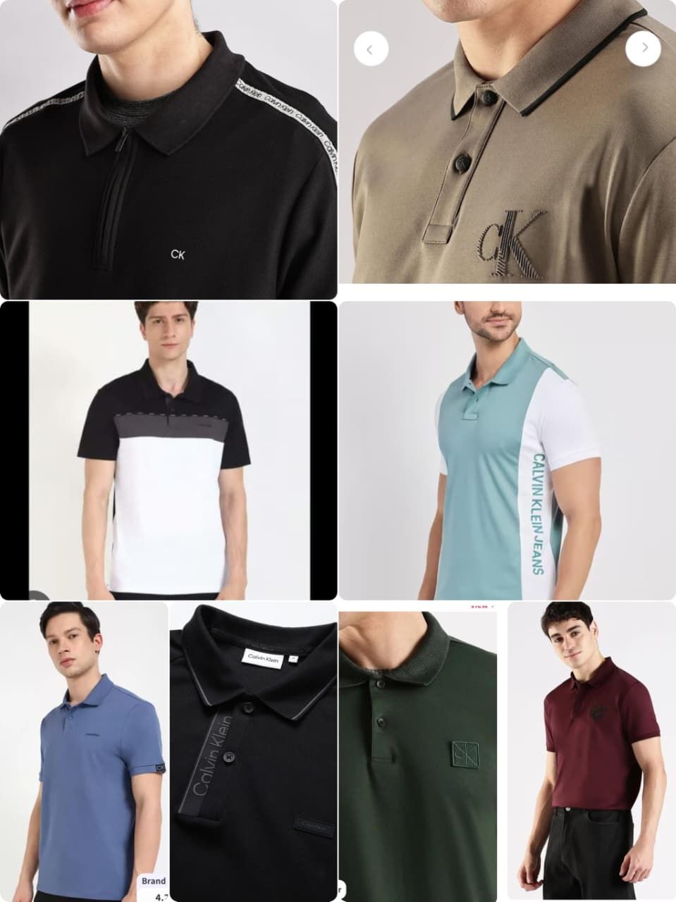 Calvin Klein Premium Quality Cotton Collar Neck Half Sleeve Men's T-shirt - 62 Pc