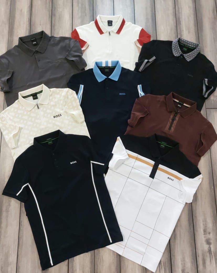 Boss Premium Quality Collar Neck Half Sleeve Men's T-shirt - 68 Pc