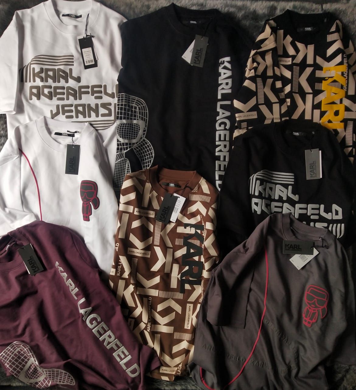 Karl Lagerfeld Premium Quality Pure Cotton Oversized Dropshoulder Round Neck Half Sleeve Men's T-shirt - 35 Pc