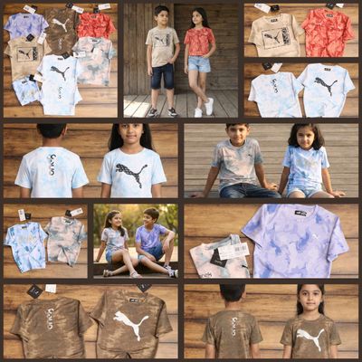 Puma One8 Premium Quality (Unisex) Cotton  Lycra Boy's &amp; Girl's Drifit Active Wear Round Neck Half Sleeve Kids's T-Shirt - 46 Pc