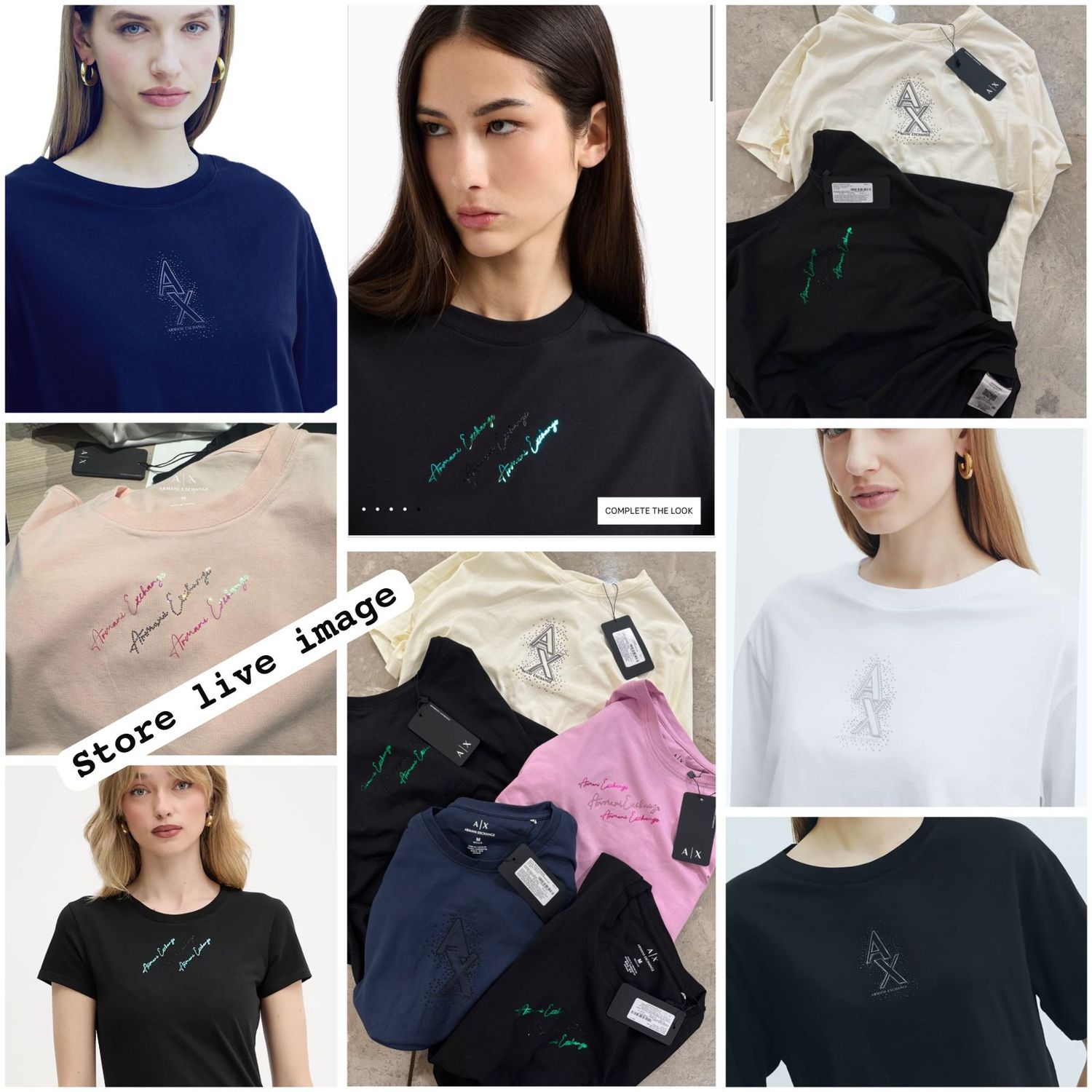 ​Armani Exchange Premium Quality Lycra Round Neck Half Sleeve Women's T-shirt - 33 Pc