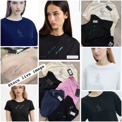 ​Armani Exchange Premium Quality Lycra Round Neck Half Sleeve Women's T-shirt - 33 Pc