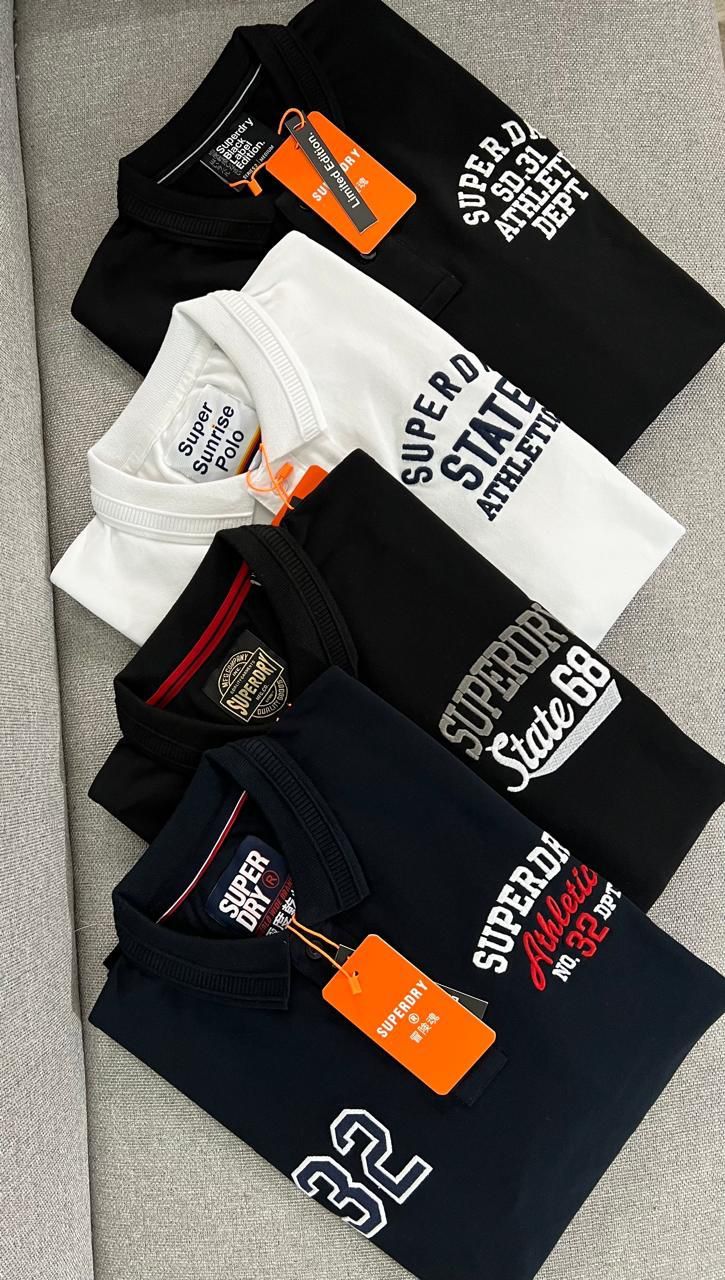 Superdry Premium Quality Lycra Cotton Collar Neck Full Sleeve Men's T-shirt - 30 Pc