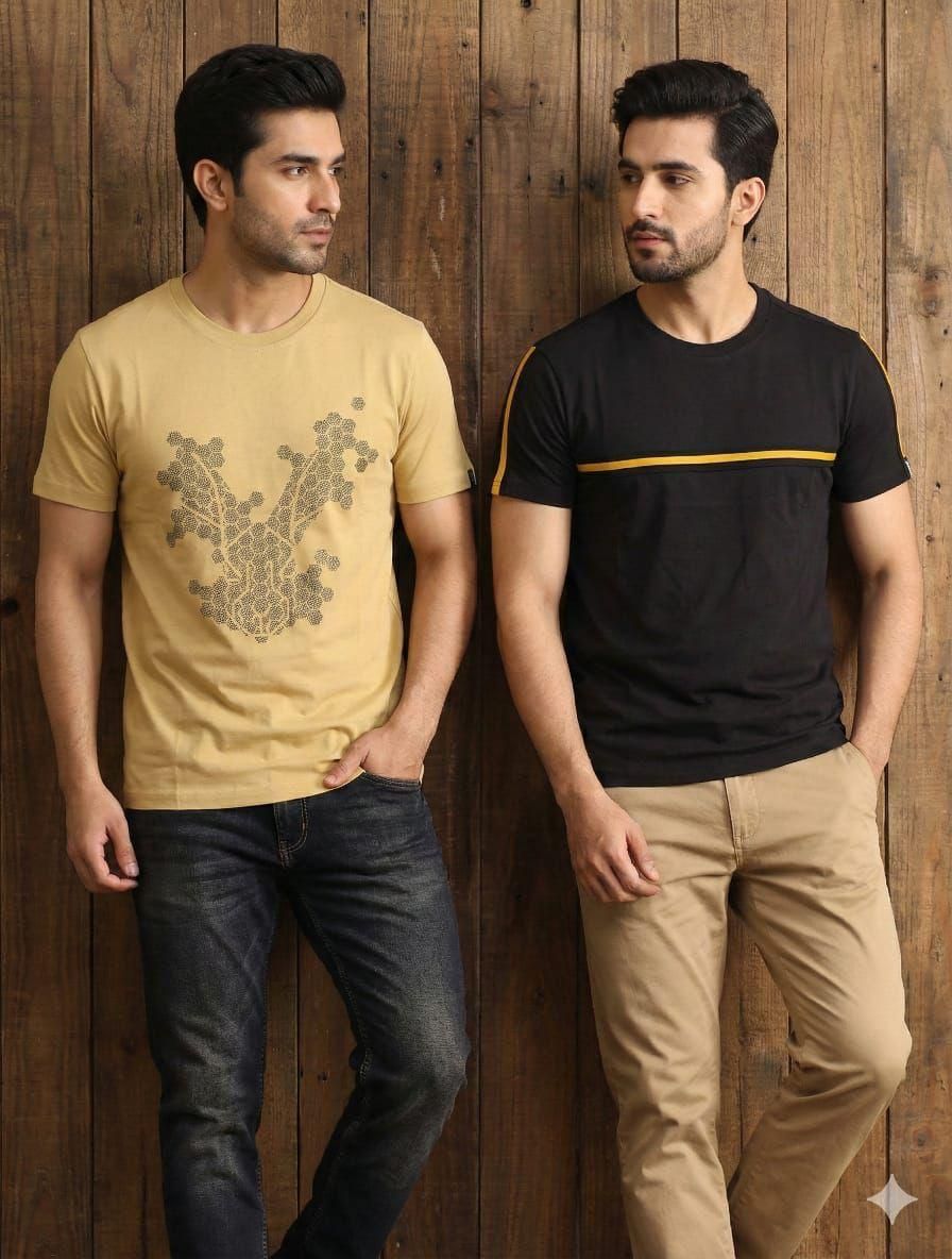 Rare Rabbit Premium Quality Cotton Crew Neck Half Sleeve Men's T-shirt - 68 Pc