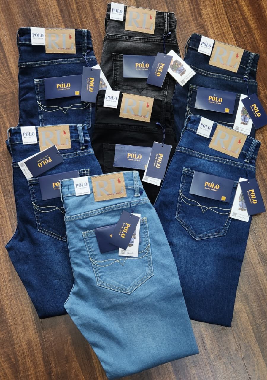 Ralph Lauren Premium Quality Twill Lycra Super Strech Soft Handfeel  Slim Fit Men's Jeans - 55 Pc
