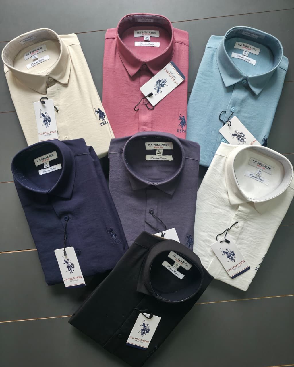 Us Polo Premium Quality Imported Nylon Viscous Fabric Collar Neck Full Sleeve Men's Shirt - 30 Pc