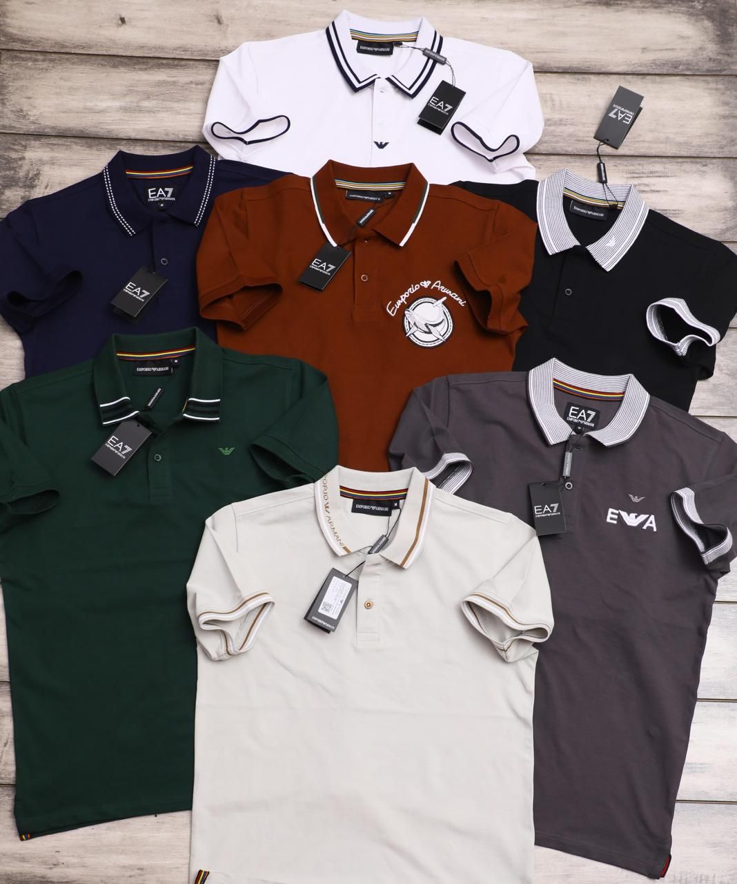 ​Emporia Armani Premium Quality Cotton Collar Neck Half Sleeve Men's T-shirt - 46 Pc