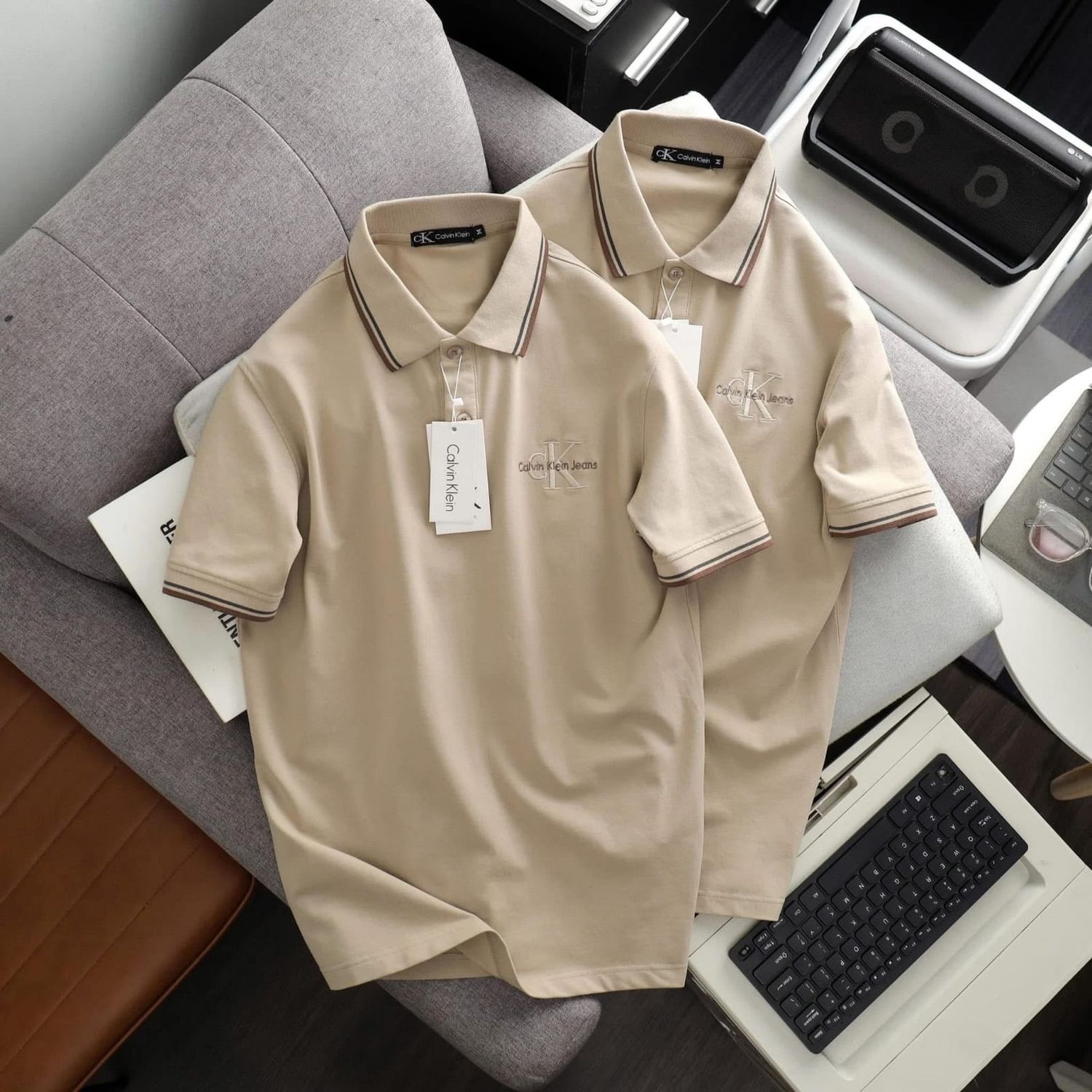 Calvin Klein Premium Quality Cotton Collar Neck Half Sleeve Men's T-shirt - 54 Pc