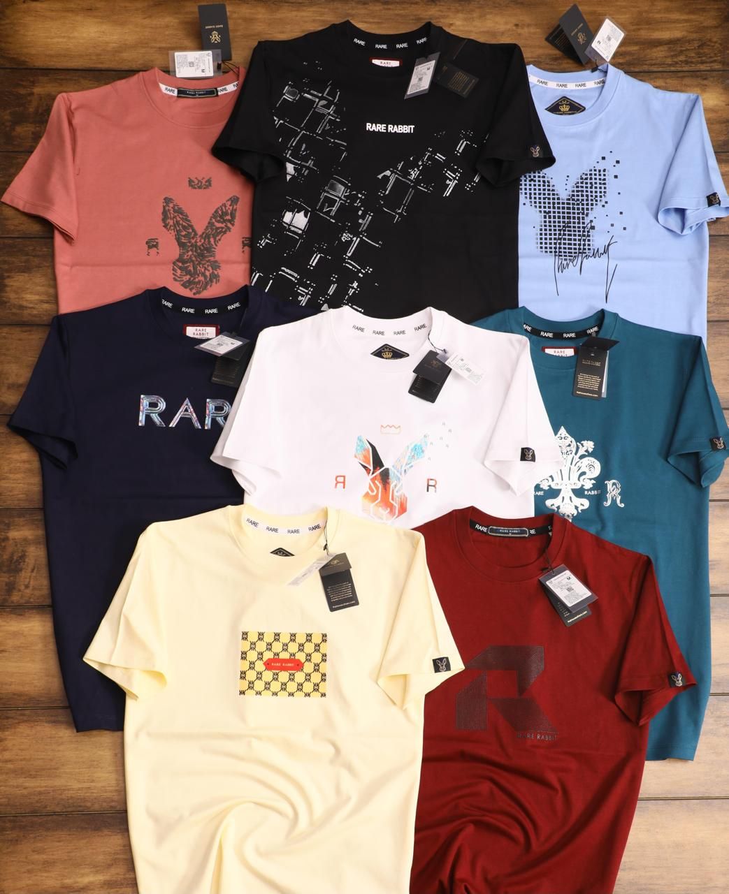 Rare Rabbit Premium Quality Cotton Round Neck Half Sleeve Men's T-shirt - 36 Pc