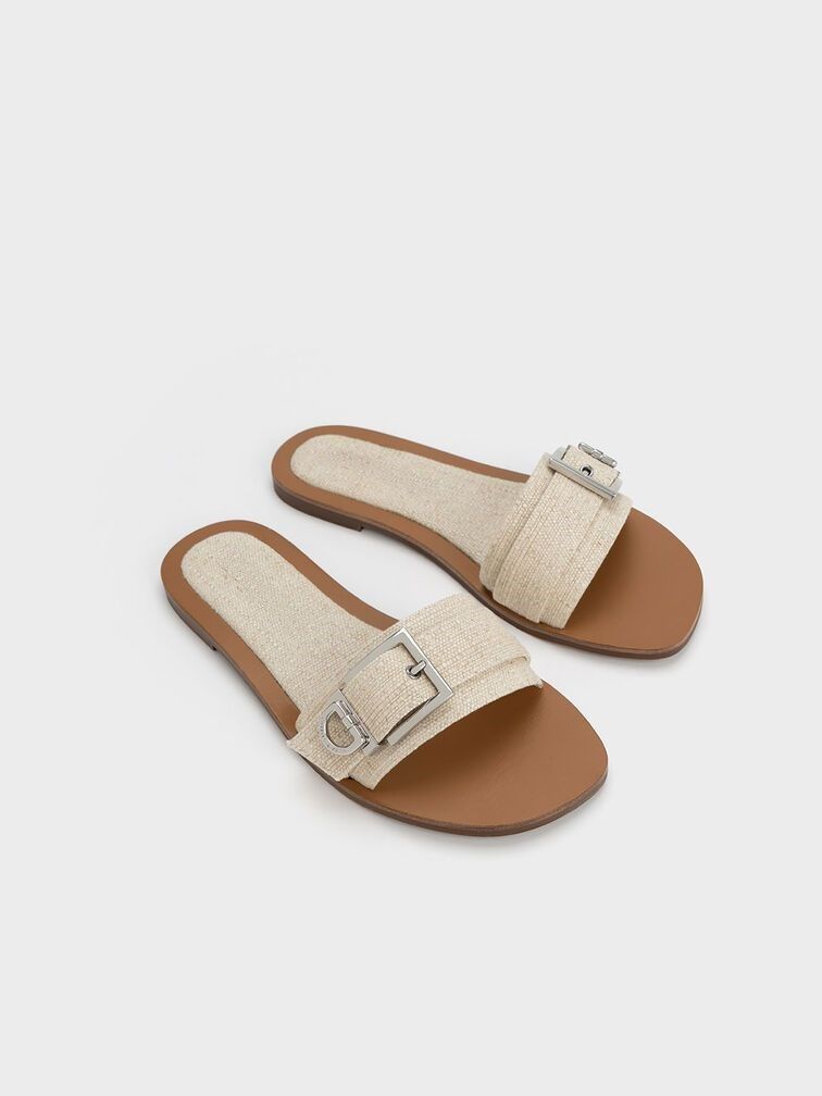 Milky-White Flat Square Toe Sandals for Women -90 pair