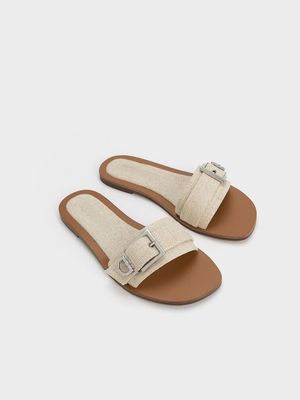 Milky-White Flat Square Toe Sandals for Women -90 pair