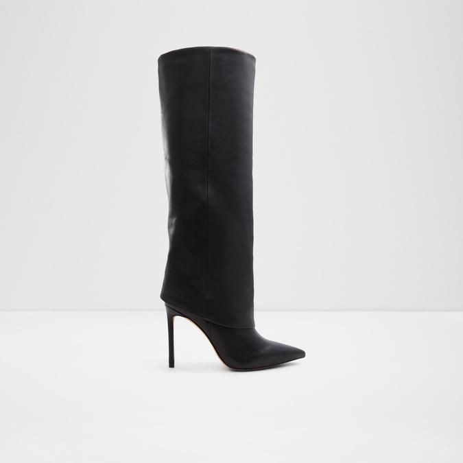 Women's Black Knee-High Stiletto Leather Boots - 90 PAIR