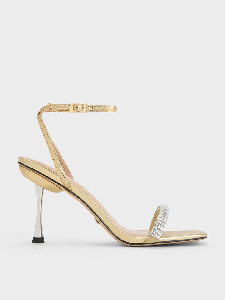 Bride Crystal Stilettos High-Heeled Open Sandals - 90 PAIR