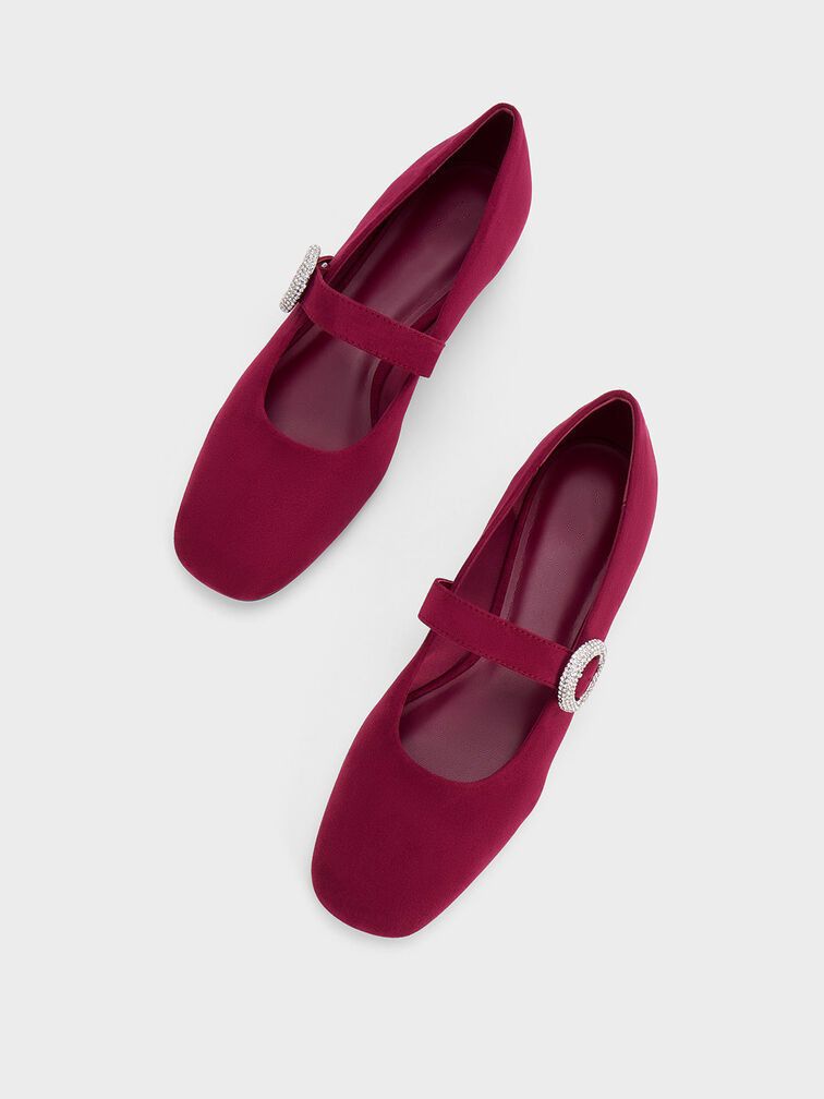 Low Heel Nubuck Red Ballerinas for Women - 90 PAIR
