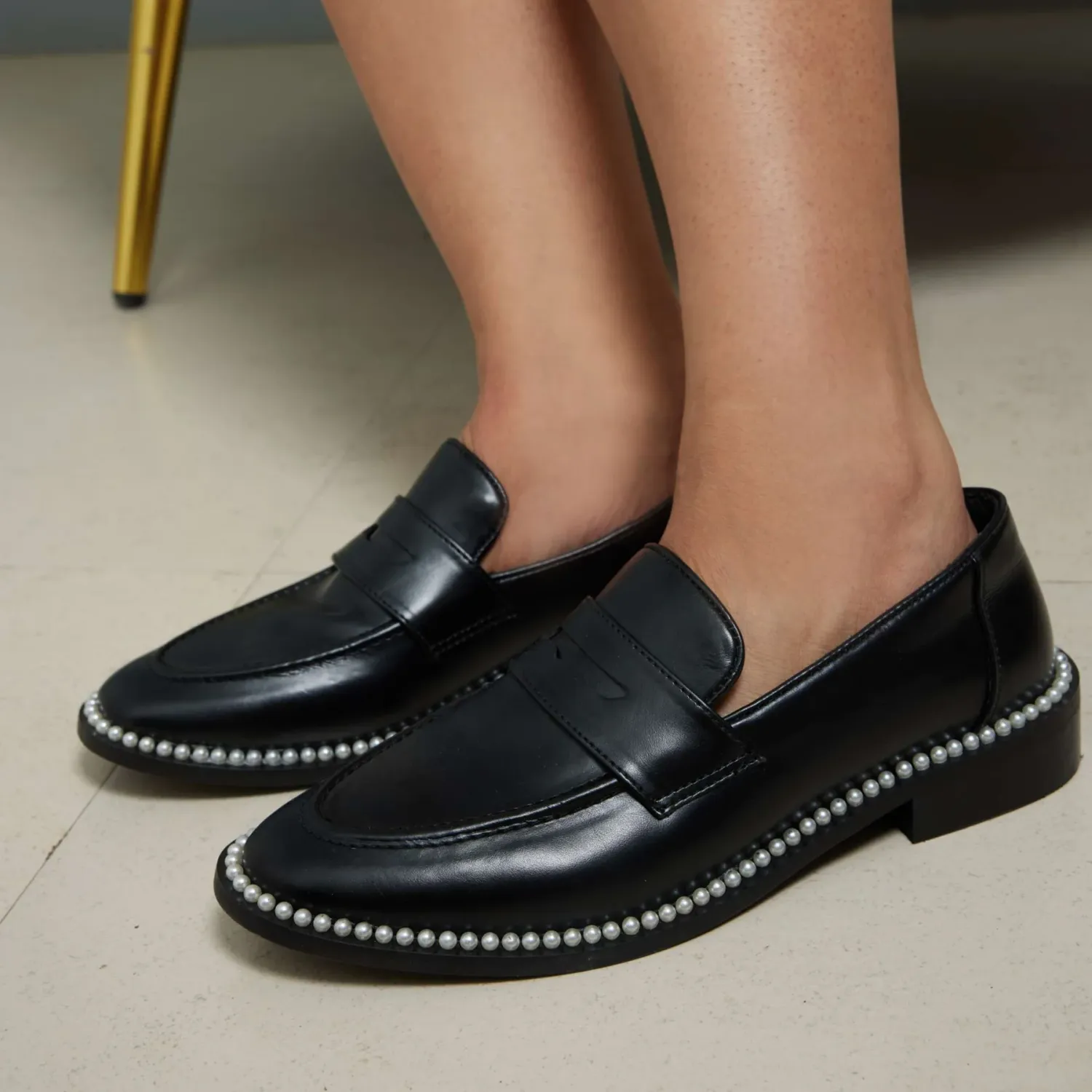 Black Penny Loafer Shoes for Women - 90 PAIR