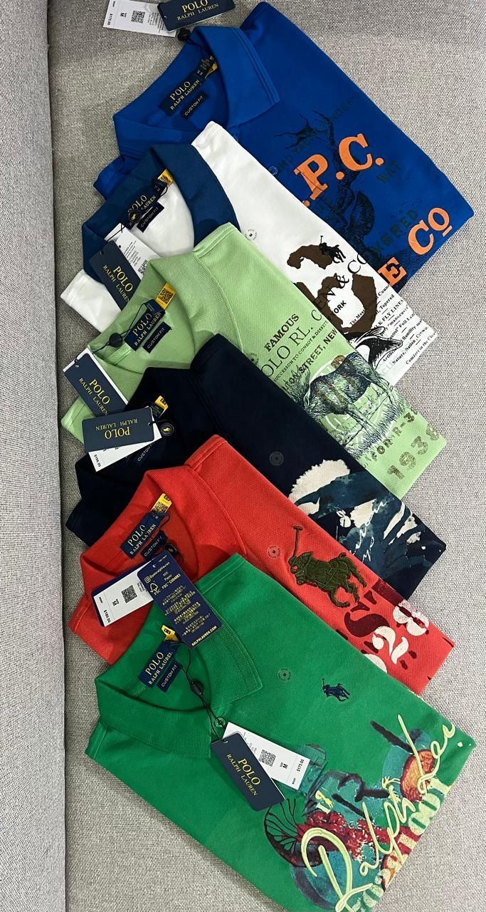 ​Ralph lauren Premium Quality Cotton Collar Neck Half Sleeve Men’s Polo T-Shirts - 45 Pc