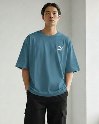 Puma Premium Quality Cotton Oversize drop shoulder Crew Neck Half Sleeve Men's T-shirt - 53 Pc